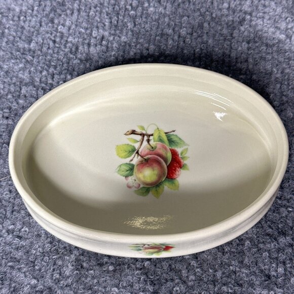 Vintage Formalities by Baum Bros Trinket Box Cream Gold Trim Fruit Print Dish - Picture 6 of 8